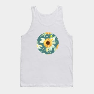 Sunflowers and Daisies Bouquets | Watercolor | Green | Pattern Tank Top